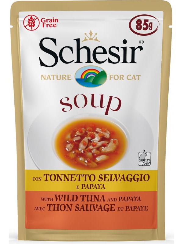 Schesir cat soup busta con tonnetto e papaya 85g