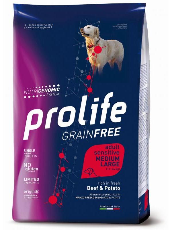 Prolife Grain Free Adult Sensitive Beef & Potato - Medium/Large 10kg