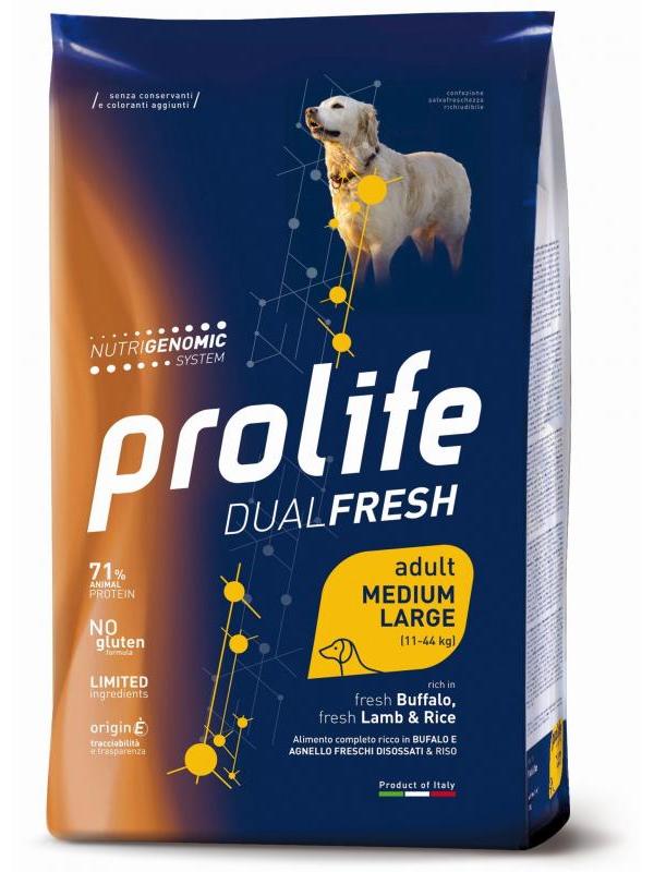 Prolife Dual Fresh Adult fresh Buffalo, fresh Lamb & Rice - Medium/Large 2,5kg